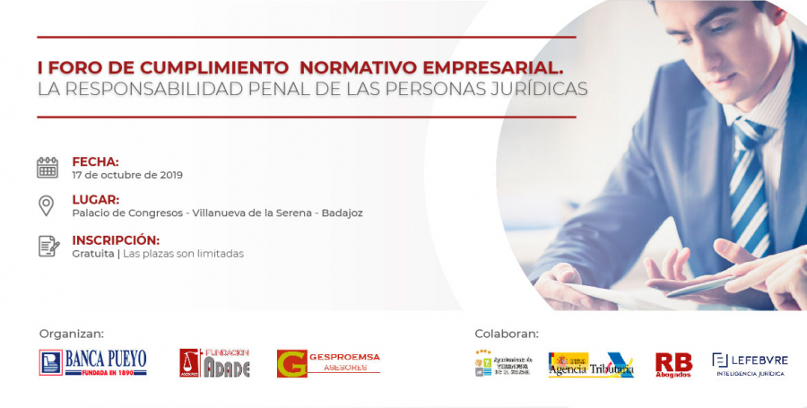 El I Foro sobre Cumplimiento Normativo Empresarial reunirá a ponentes de amplia experiencia en prevención de delitos corporativos